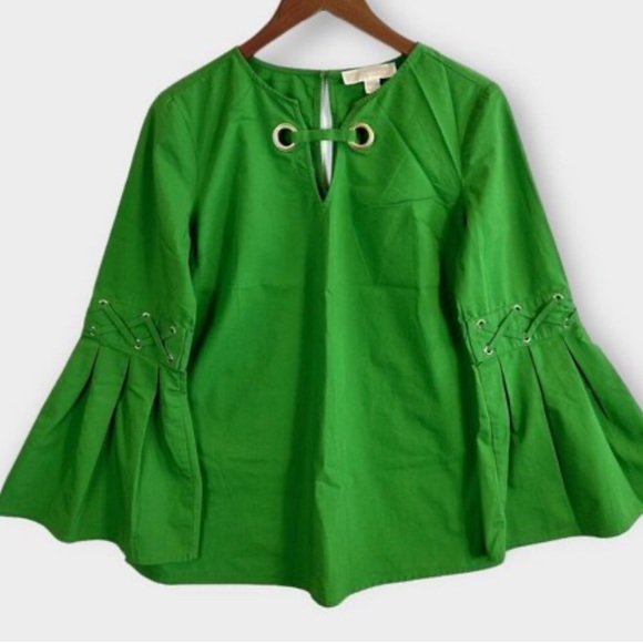 MICHAEL Michael Kors Tops - Michael Kors green cotton bell sleeved blouse EUC Size XS